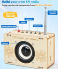 Hands On FM Radio Kit for Kids and Teens STEM Electronic DIY Experiment with wooden FM radio and labeled parts