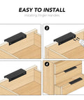 Installation guide for 6 Pack Finger Edge Pulls For Cabinets 80mm Length Matte Black Concealed Cabinet Handles, showing easy mounting steps.