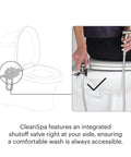 Close-up of CleanSpa Luxury Handheld Bidet and Mounted Holster with Integrated Shut Off in White for Easy Toilet Cleansing
