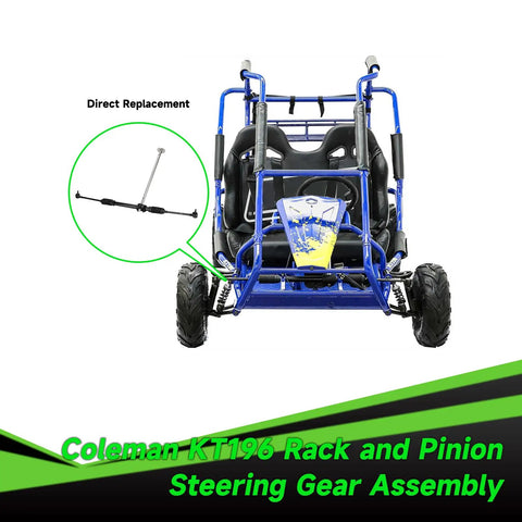 Go Kart Steering Gear Assembly DIY Ready Compatible With Coleman KT196 CK196 RTK200 196cc 6.5HP and Kandi 110cc Quad visible with go kart