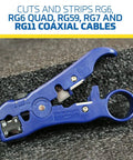 Universal Cutter And Wire Stripper For Flat Or Round TV And Network Cables Cat5 Cat5e Cat6 RG6 Quad RG59 RG7 RG11 tool
