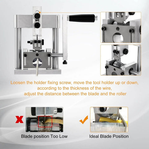 Heavy Duty Manual Wire Stripper With Drill Mount Cable Peeler; adjustable blade and roller for 1-15 mm copper wire stripping.
