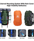 60L Waterproof Hiking Backpack With Rain Cover Heavy Duty Nylon Daypack Rucksack For Camping And Travel