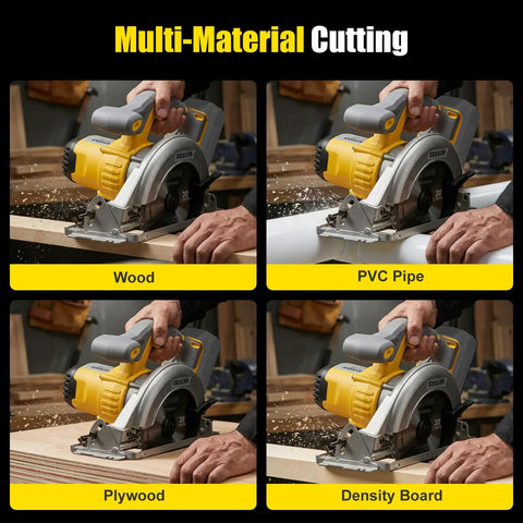Real Deal Cordless Circular Saw Featuring A Beefy Eight Thousand RPM Motor And No Frills Bare Tool Build on wood and PVC cutting.