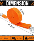 Heavy Duty Tow Strap With Hooks For Truck Car ATV Motorcycle Recovery 2 Inch By 40 Foot 20,000 Pound Break Strength Durable Recovery Strap For Safe Vehicle Tows, orange 2-inch 40-foot strap with hooks
