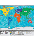 Colored world map on poster from World Map Coloring Poster Set For Kids, 30 Large 22x17 Inch Giant Wall Maps, Educational Geography Activity.