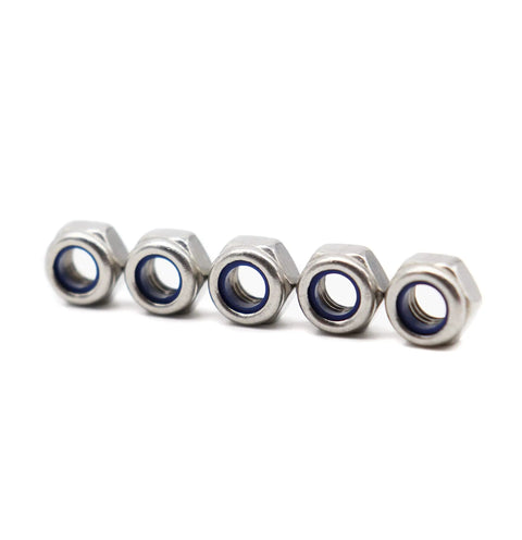 Close-up of 40 Piece Pack Heavy Duty M4 X 0.7mm Stainless Steel Self Lock Nylon Inserted Lock Nuts For 3D Printer And Furniture Projects