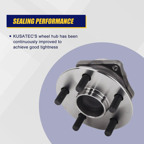 Rear Wheel Bearing And Hub Assembly 512218 Compatible With Toyota Celica 2000 2005 Corolla 2003 2008 Matrix 2003 2008 And Pontiac Vibe 2003 2008 5 Lug Bolts Non ABS with chrome finish and five lug bolts shown from front