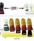 Class 0 Rubber Insulating Electrical Safety Gloves For Linemen And Electricians Size 10 And 11 Inch Cuff Pro Grade Lineman Gear ASTM Compliant Voltage Protection Up To 1000 VAC M011B10 with leather protectors and size chart