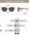 Omega Z87 Plus Safety Glasses With UV400 Lenses Side Shields Anti Oil Coating Lightweight CP Frame dimension guide