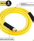 Built Tough One Half Inch By Six Foot Hybrid Air Hose With M N P T Ends And Bend Limiters Packs Three Piece Air Quick Connect Kit