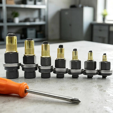 Top Tier Rivnut Plier Kit For Automotive And Fabrication Pros Featuring Durable Jaws To Install Threaded Inserts Smoothly With Precision Sizing For Heavy Duty Hardware Fastening Repairs On Any Metal Project, assorted rivnut nuts and driver bit