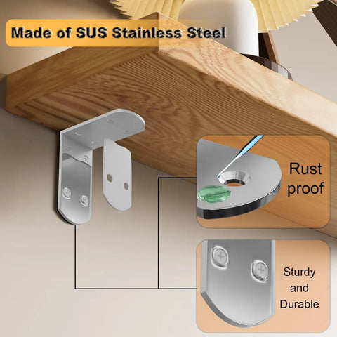 Built Like A Tank White L Brackets 4 Pack Heavy Duty Stainless Steel Corner Shelf Supports For Wood Furniture Rustproof Metal Hardware With Smooth Burr Free Edges Quick Install