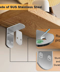 White L Brackets For Wood Furniture 4 Pack Heavy Duty Corner Supports Stainless Steel Shelf Connectors with rust proof design.