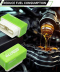 Plug And Play OBD2 Gas Saving Tuning Box For Cars Boost Power Up To 35 Percent And Torque 25 Percent While Slashing Gas Costs With Eco Energy Saver Universal Car Accessory beside engine in car