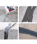 Pro Grade Rock Solid Concrete Crack Sealant Waterproof Masonry Repair Adhesive Outdoor Patio Restoration Glue being applied to crack.