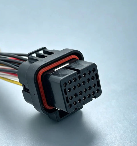 Heavy Duty 26 Plus 34 Pin Ecu Connector Harness Kit With Pre Wired Pdm Wiring Looms featuring a close-up view of the connector and wires.