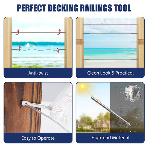 DIY Ready Left And Right Handed Swage Lag Screws In T316 Stainless Steel For Wood Posts, One Eighth Inch Cable Railing Kit, features