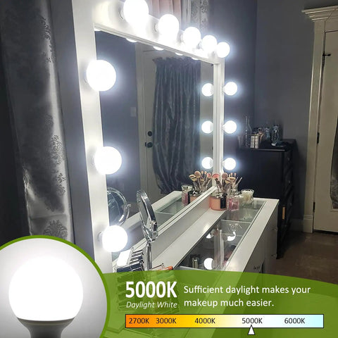 8 Pack G25 LED Globe Light Bulbs Daylight 5000K 120V 40W Equivalent Vanity Light Beams for Bathroom Mirror E26 Base setup