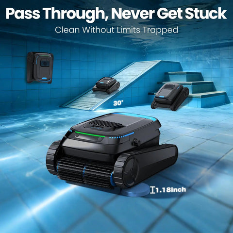 Cordless Robotic Pool Cleaner For Inground And Above Ground Pools With Smart Nav And 5000 GPH Suction No Brainer Dual Drive Motors