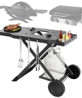 Portable Grill Cart For 17 And 22 Inch Griddles With Foldable Table And Propane Tank Holder Outdoor BBQ Stand with tools