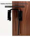 ZOMMRFVG 1Set Non Perforated stainless steel door latch mounted on a wooden door, suitable for no-drill installation.