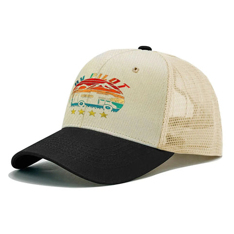 RV Pilot Vibes Camper Road Trip Trucker Hat For Adventure Lovers Adjustable Back Buckle Cap with Comfortable Fit Built For RV Life