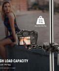 NEEWER camera super clamp with 5/8-inch stud mounted on a vertical pole; max load 33 lb/15 kg