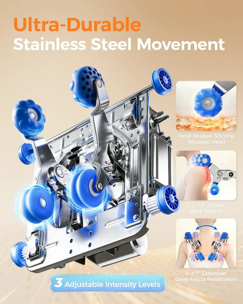Internal mechanism of Next Level Upgrade 3D Massage Chair With AI Voice Control showcasing blue silicone massage heads.