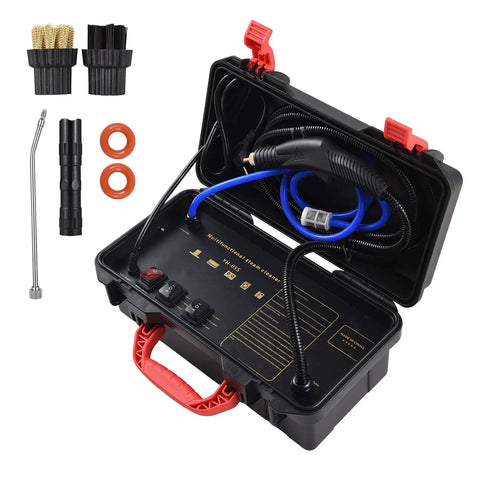 Beast 1800W High Pressure Handheld Steam Cleaner With 100C Steam Temperature, tankless design, accessories, hose in case
