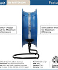 Side view of Blue 22 Inch High Velocity Floor Fan Heavy Duty Industrial Grade With Three Speeds And Three Position Tilt