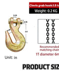 4 Pack Clevis Grab Hooks Heavy Duty Grade 70 Chain Forged Alloy Steel With Yellow Chromate Finish For Trailer and Truck