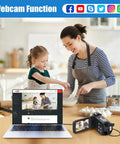 4K Camcorder For YouTube Vlogging With 80MP Image Capture, mother and child baking, camera connected to laptop webcam function