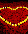 Romantic Decor Bundle With 3000 Artificial Rose Petals And 48 Heart Flameless LED Tea Lights Battery Operated Candles