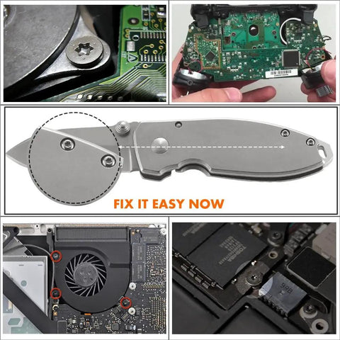Magnetic Torx Screwdriver Set T2 Through T15, 10 Piece Precision Star Bit Tools shown repairing consoles and laptops.