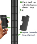 Heavy Duty Black Wire Shelving Unit With 3 Adjustable Tiers showing adjustable shelf clips for height adjustment.