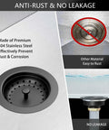 Anti-rust matte black 3-1/2 inch kitchen sink drain assembly kit with strainer basket and stopper universal fit for 3.5 inch drains