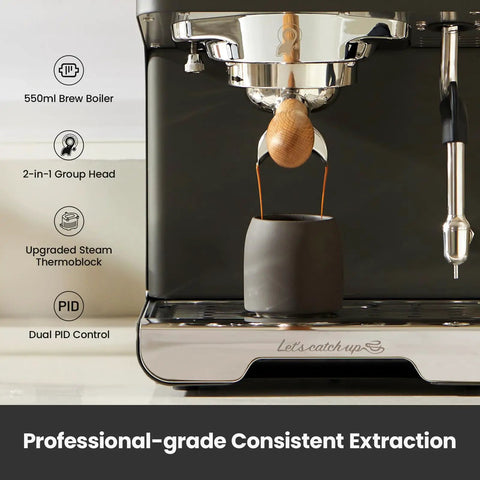 Pro Grade 15 Bar Espresso Machine With Adjustable Pressure And Auto Milk Frother Dual PID Temp Control stainless steel unit