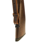 Buffalo Leather Rifle Sling for Hunters Handmade in USA 1 Inch Width Crazy Horse Brown Stitch Amish Crafted