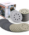 120 Pcs 5 Inch Sanding Discs Hook And Loop 8 Holes Wet Dry Grit 320 400 600 800 1000 2000 3000 With 2 Interface Pads Silicon Carbide