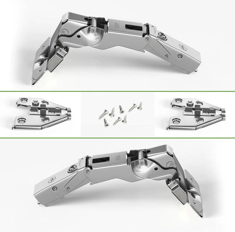 165 Degree Clip-On Soft Close Cabinet Hinges With Zero Protrusion, Easy 6-Way Cam Adjustment, includes mounting plates