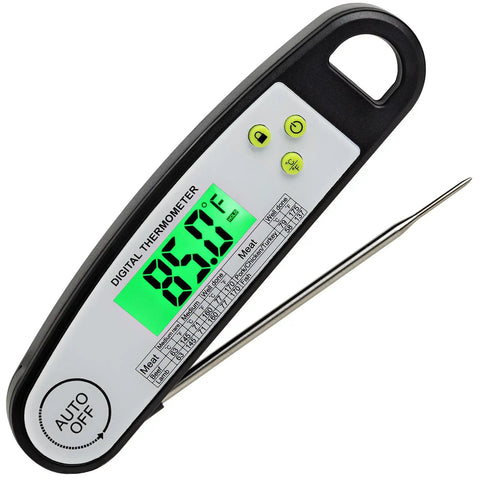 Digital Meat Thermometer For Grilling With Backlit Display, Instant Read In 2 To 4 Seconds, showing Fahrenheit reading