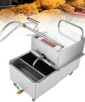 JHNKOJ Commercial Fryer Oil Filter Machine With Cart 55 Liter Deep Fat Filter with stainless steel design and drainage hose.