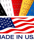 Assorted colored pegboard panels with 'Made in USA' label, variety of colors - Heavy Duty Steel Pegboard Rack Pack With Two Blue 32 Inch By 16 Inch Horizontal Metal Pegboard Panels For Garage Or Workshop Organization And Maximum Weight Capacity.