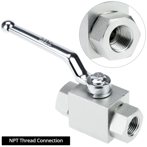 Heavy Duty One Half Inch NPT Hydraulic Ball Valve With 7250 PSI Rating Two Way Shut Off Rugged Built To Last Carbon Steel Construction