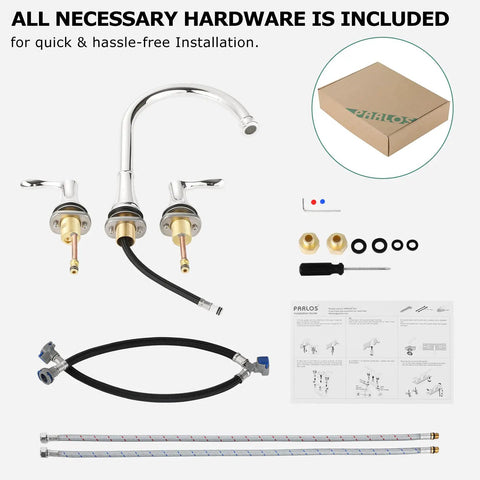 High Arc 2-Handle Widespread Roman Tub Faucet With Valve And Supply Lines Chrome Finish Demeter 1436201 installation hardware