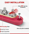 Heavy Duty 150 Amp 12V Bus Bar With Cover Rock Solid M6 Studs features 180° wire lug installation for easy mounting.