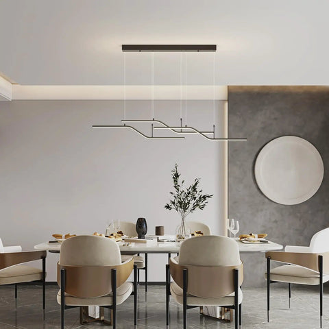 Dope Three Color Dimmable LED Pendant Light With Remote 45W Modern Chandelier With Geometric Shapes Over Dining Table