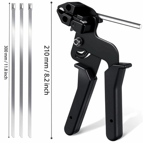Stainless Steel Zip Tie Gun Kit With 100 Beefy Heavy Duty 11.8 Inch Metal Zip Ties Self Locking UV Resistant And Corrosion Resistant
