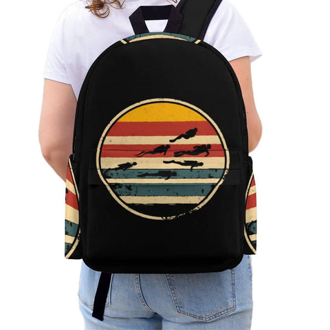 Scuba Diving Laptop Backpack For Women And Men, Printed Daypack, Large 16.5 By 12 By 6 Inches, Fits 15.6 Inch Laptop, Oxford Cloth on back